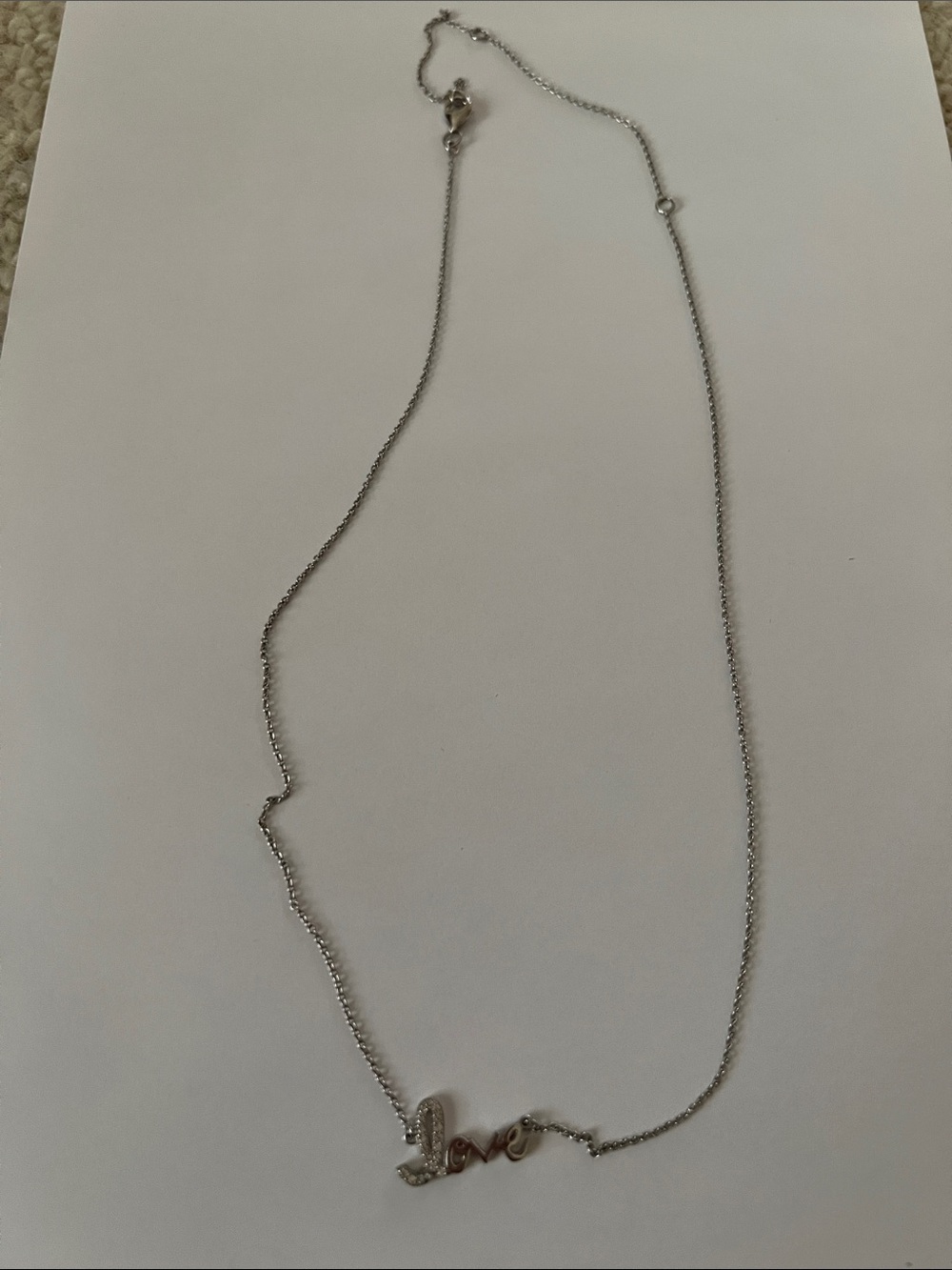 Love Script Pendant Necklace - Silver